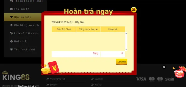 Câu hỏi về quá trình rút tiền King88