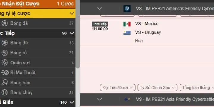 Kèo cược tại sảnh IM thể thao King88